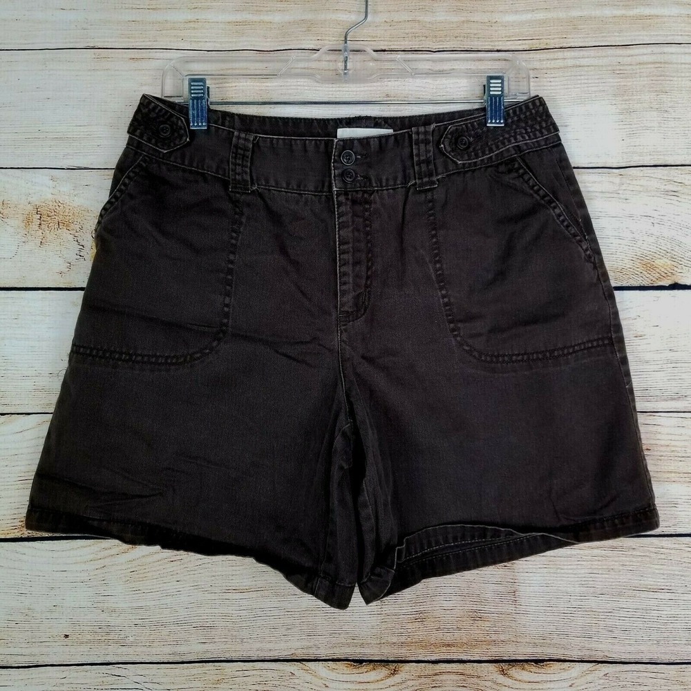 St Johns‎ Bay Women's Shorts Size 10 Brown 100% Cotton Pockets Walking Casual
